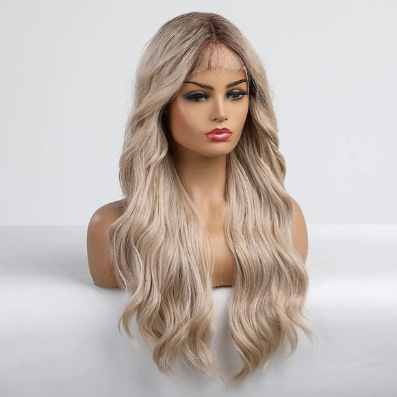 Long Ombre Light Blonde Middle Part Wig - Picture 4 of 7